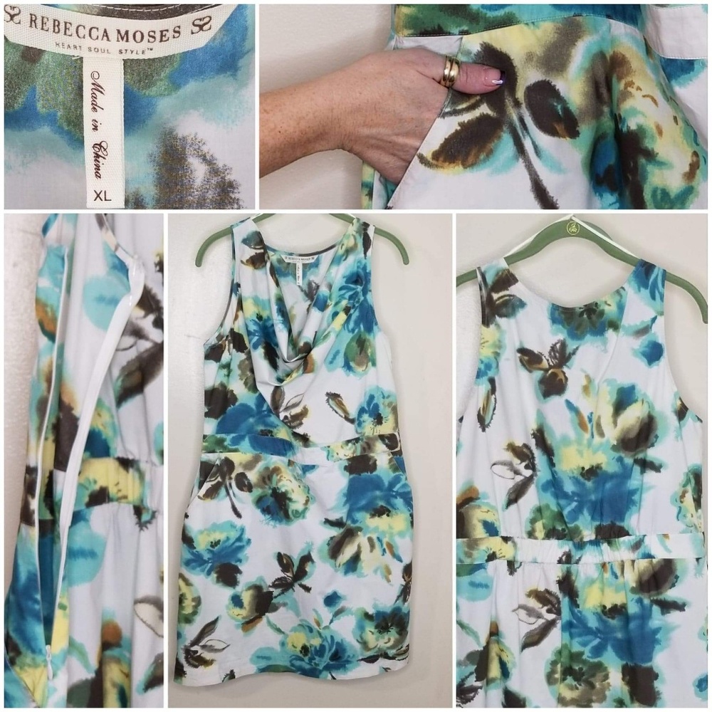 Rebecca Moses Cotton Blue/Bone XL Summer Dress